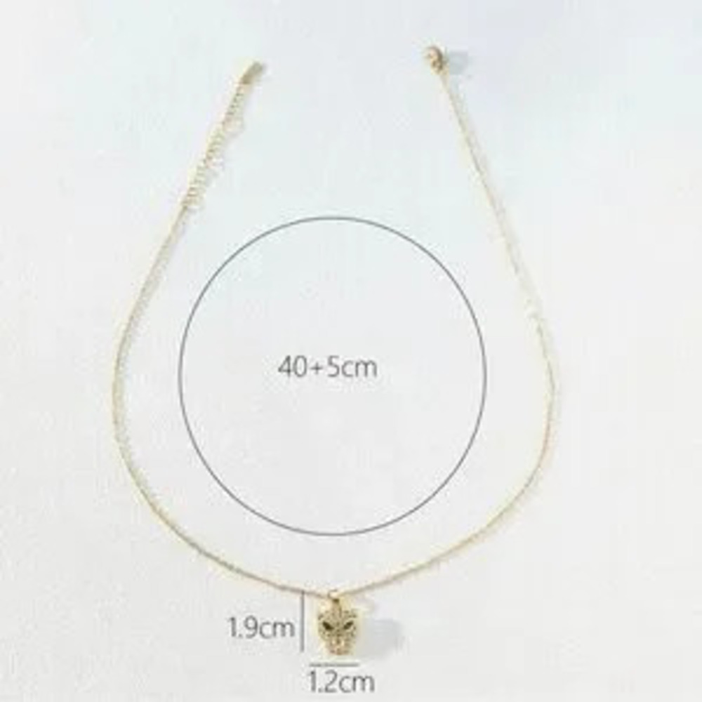 18K Gold Plated Zircon & Emerald Inlay Cheetah/Leopard Head Pendant Necklace